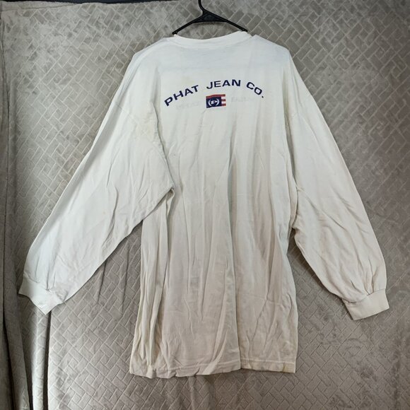Phat Farm Mens XL T-Shirt White Long Sleeve Vintage Y2K Logo Graphic Street Wear - Picture 11 of 15